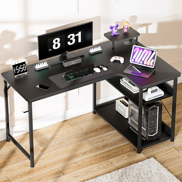 COMHOMA L Shaped Carbon Fiber Office & Gaming Desk DL001