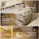 COMHOMA Vanity Desk with Mirror and Lights, 4 Drawers & Storage Shelves B1006-CH