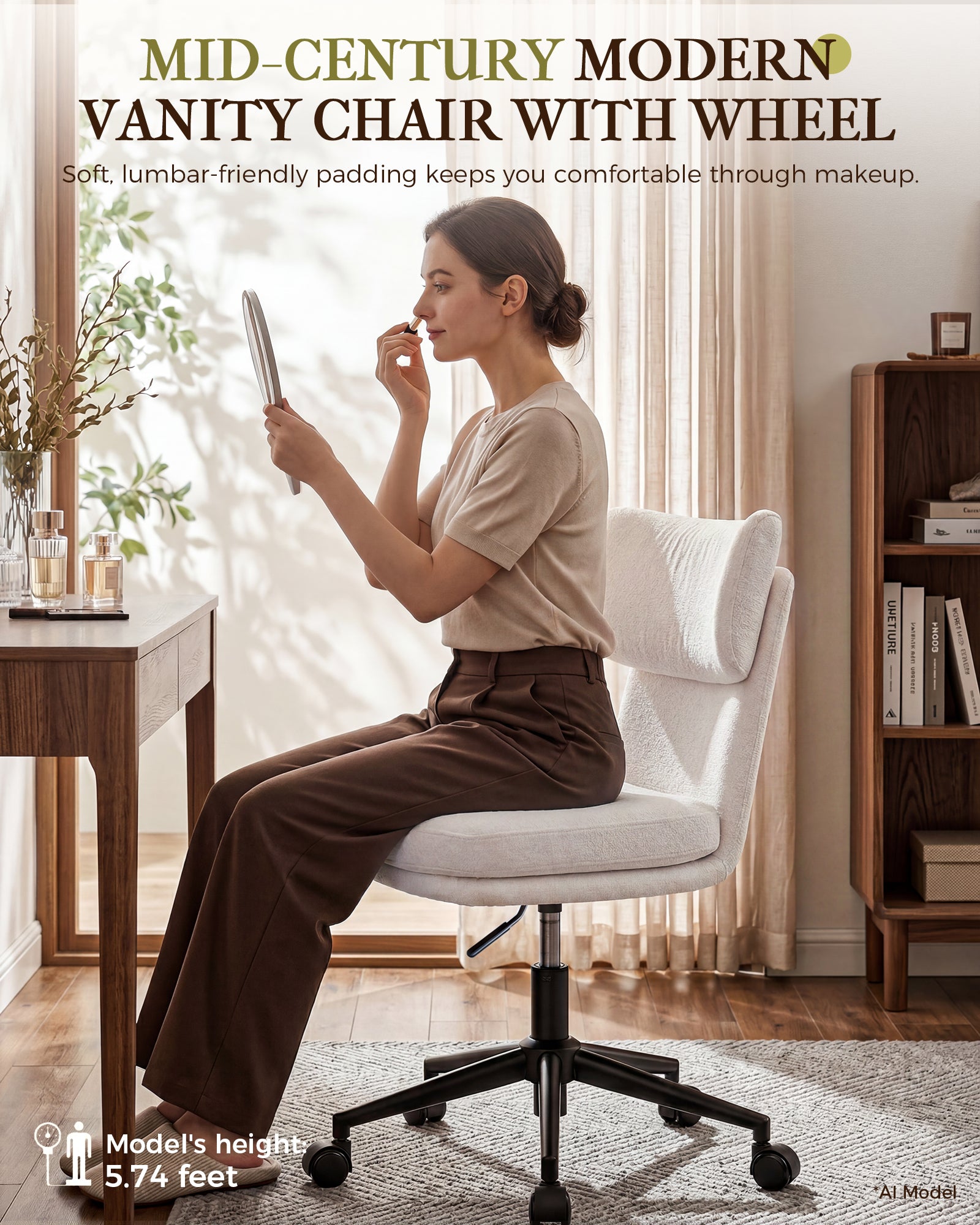 Mid Century Modern Office/Vanity/Dinning Chair CH400-Lucklife