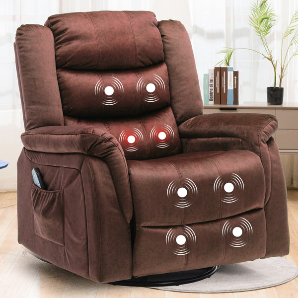 COMHOMA Fabric Rocking Recliner Chair with Heat & Swivel H1149