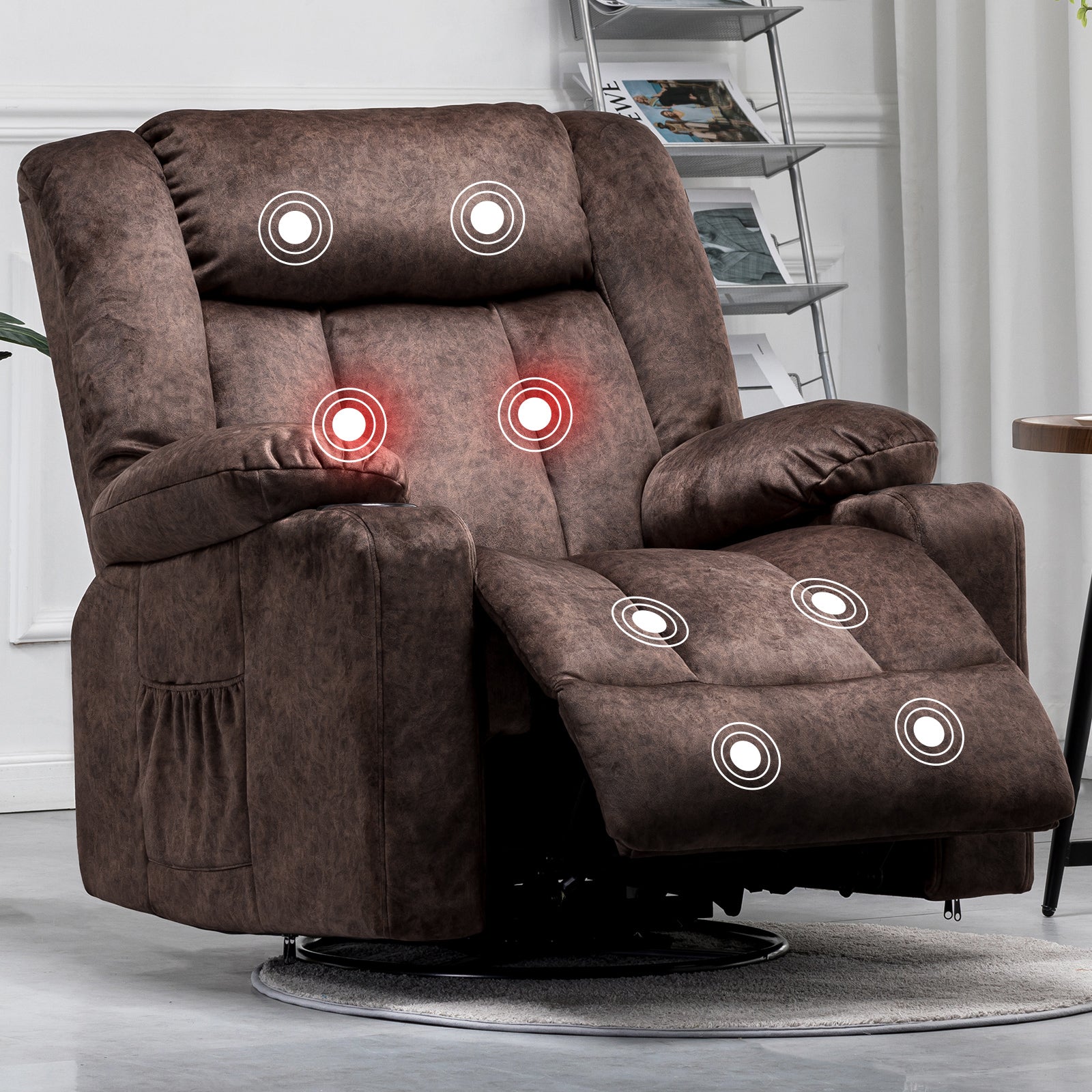 COMHOMA Recliner with Swivel, Massage & Heat H1148