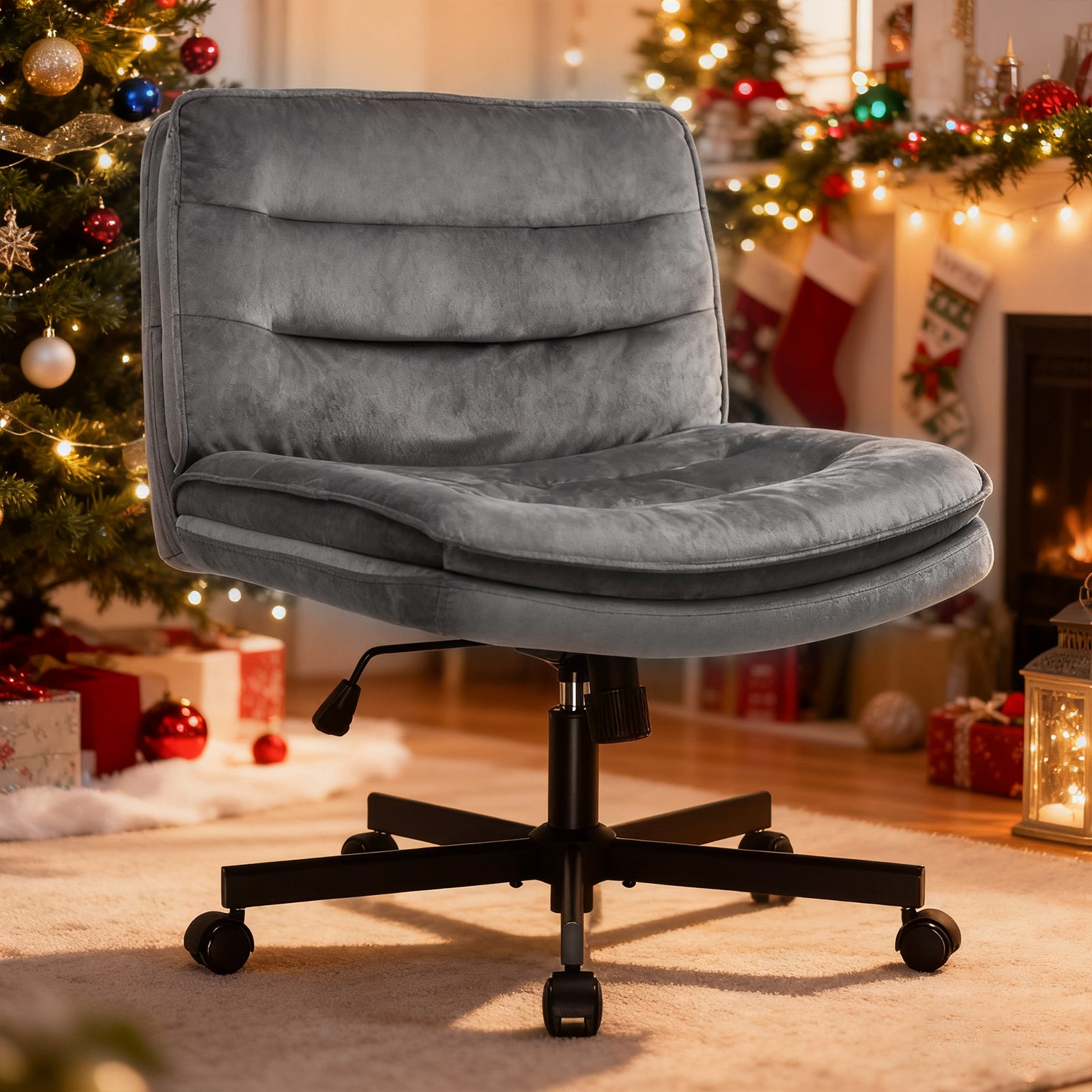 COMHOMA Armless Adjustable Criss Cross Vanity Computer Chair CH310