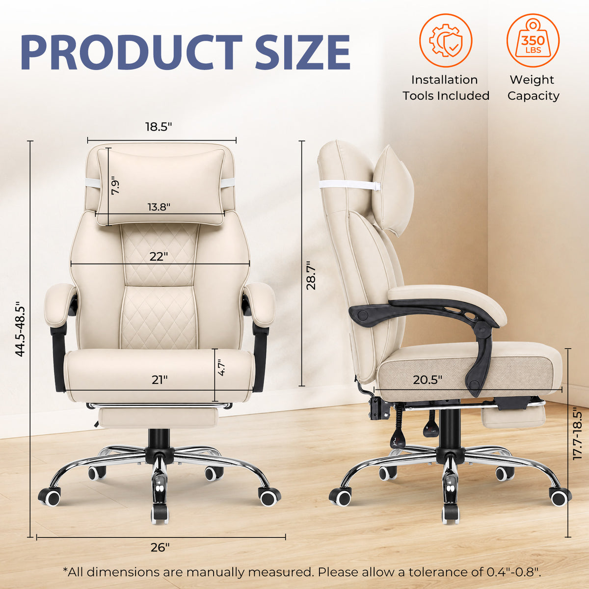 Cloudrest Pro® Big & Tall Office Chair with Pillow, Footrest & Linkage Armrests 350LBS CH630-SP