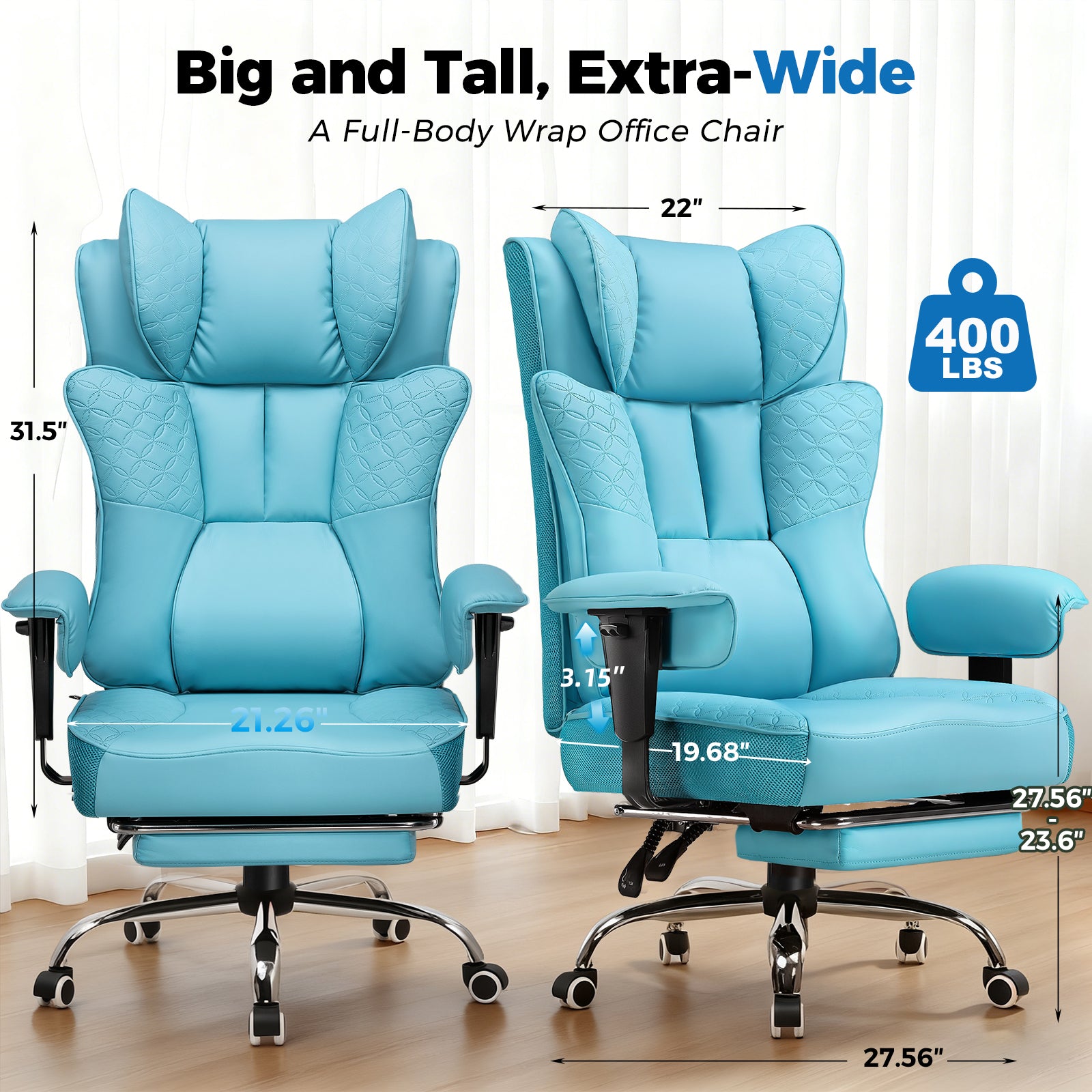 COMHOMA Big Headrest 400LBS Big and Tall Office Chair CH610