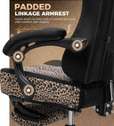 GTPLAYER Gaming Chair with Leopard Print Cat, Cute Velvet Fabric Ergonomic Office Chair with Footrest Headrest and Lumbar Support GTP710