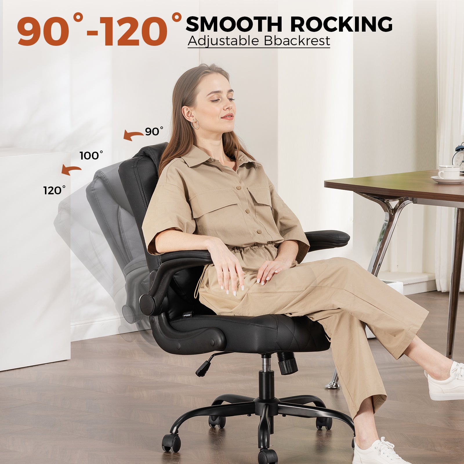 COMHOMA Big and Tall Office Chair, 400LBS Wide Seat Ergonomic Chair, High Back Executive Leather Chair CH227
