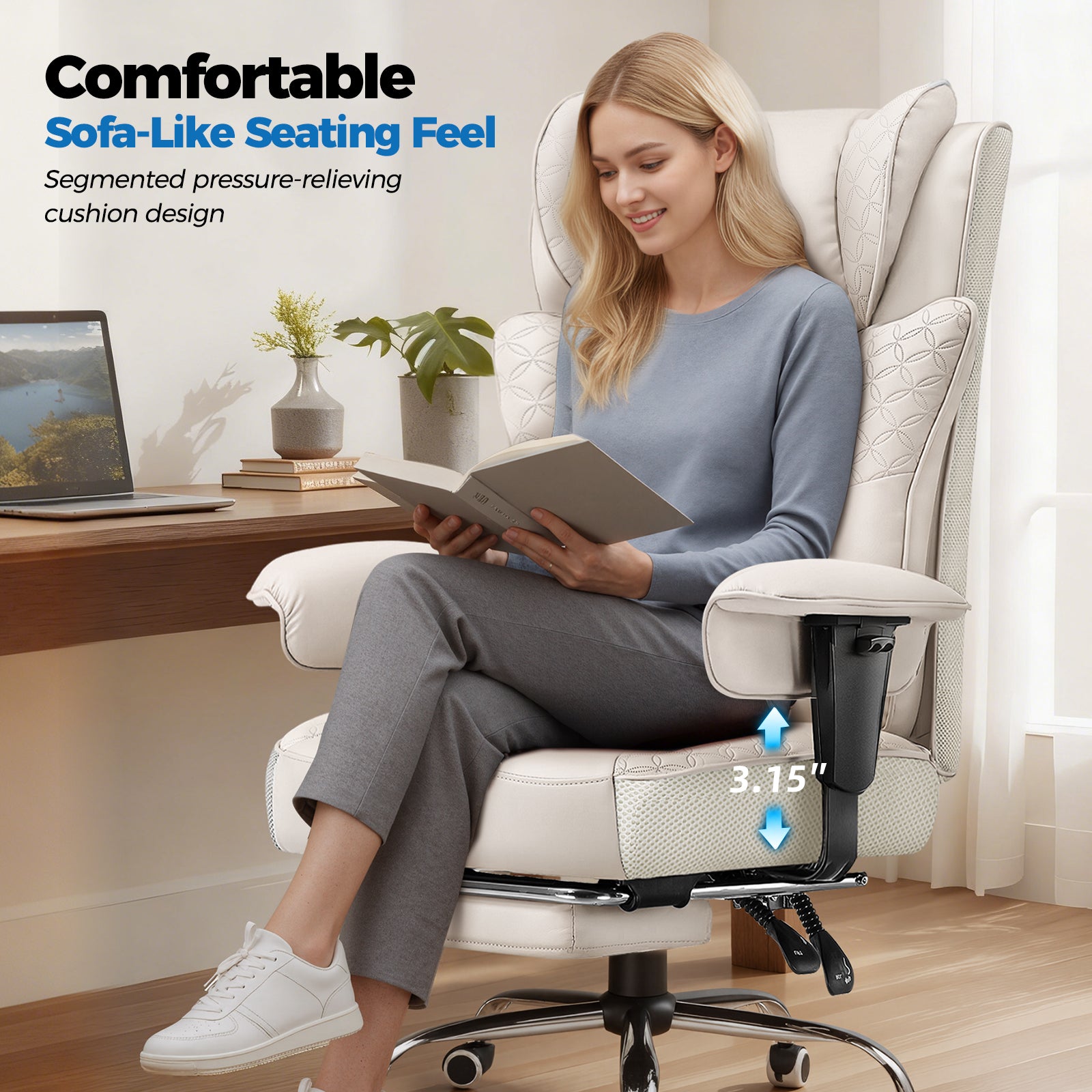 COMHOMA Big Headrest 400LBS Big and Tall Office Chair CH610