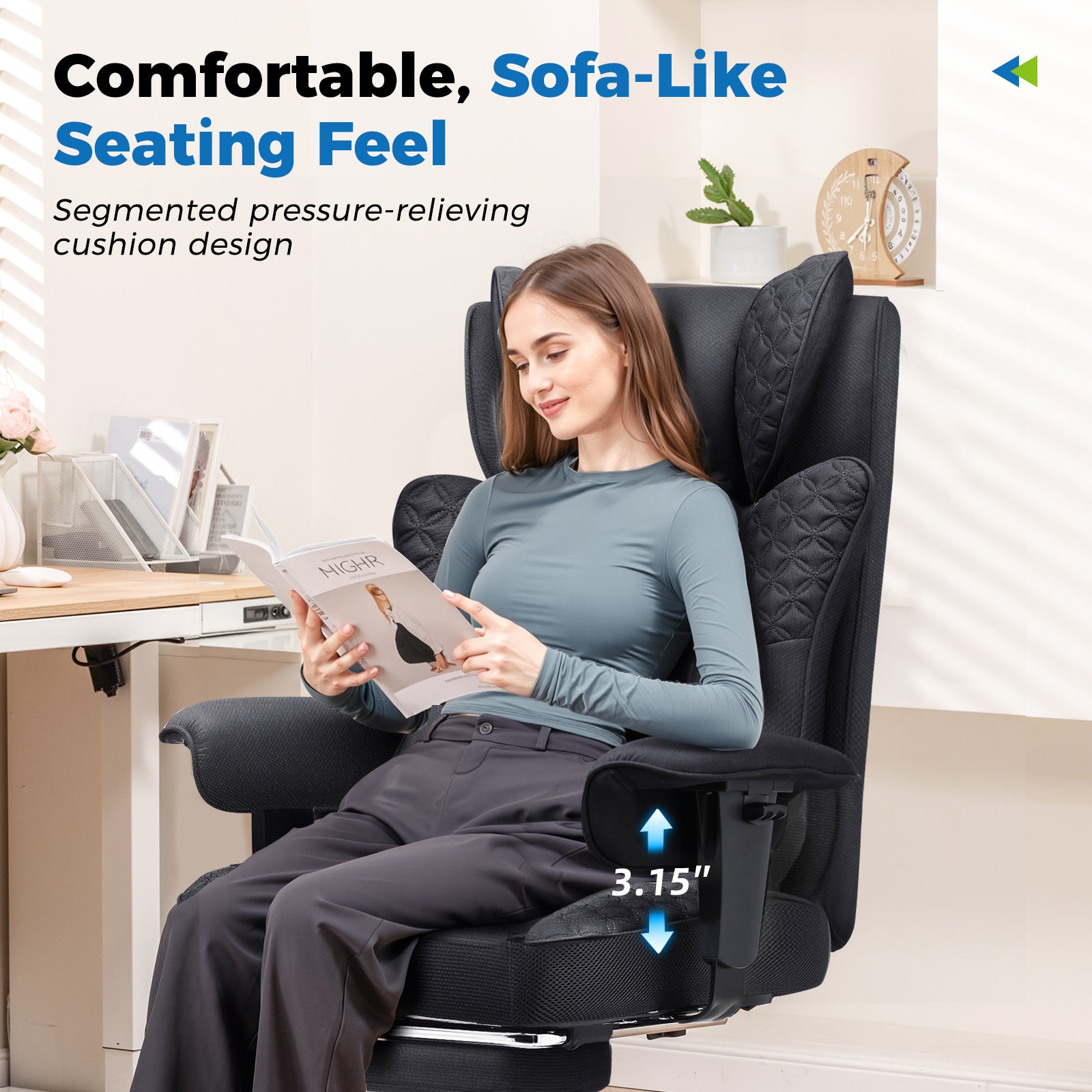 COMHOMA Big Headrest 400LBS Big and Tall Office Chair CH610