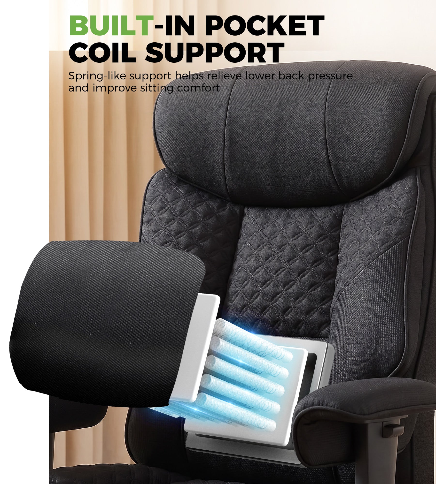 [Mid-Year Sale] COMHOMA Upgraded Big and Tall Office Chair 400LBS with Pillow & Adjustable Armrest CH510/CH511