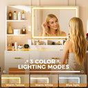 COMHOMA Vanity Desk with Transparent Tabletop and 3-Color LED Lights B2001