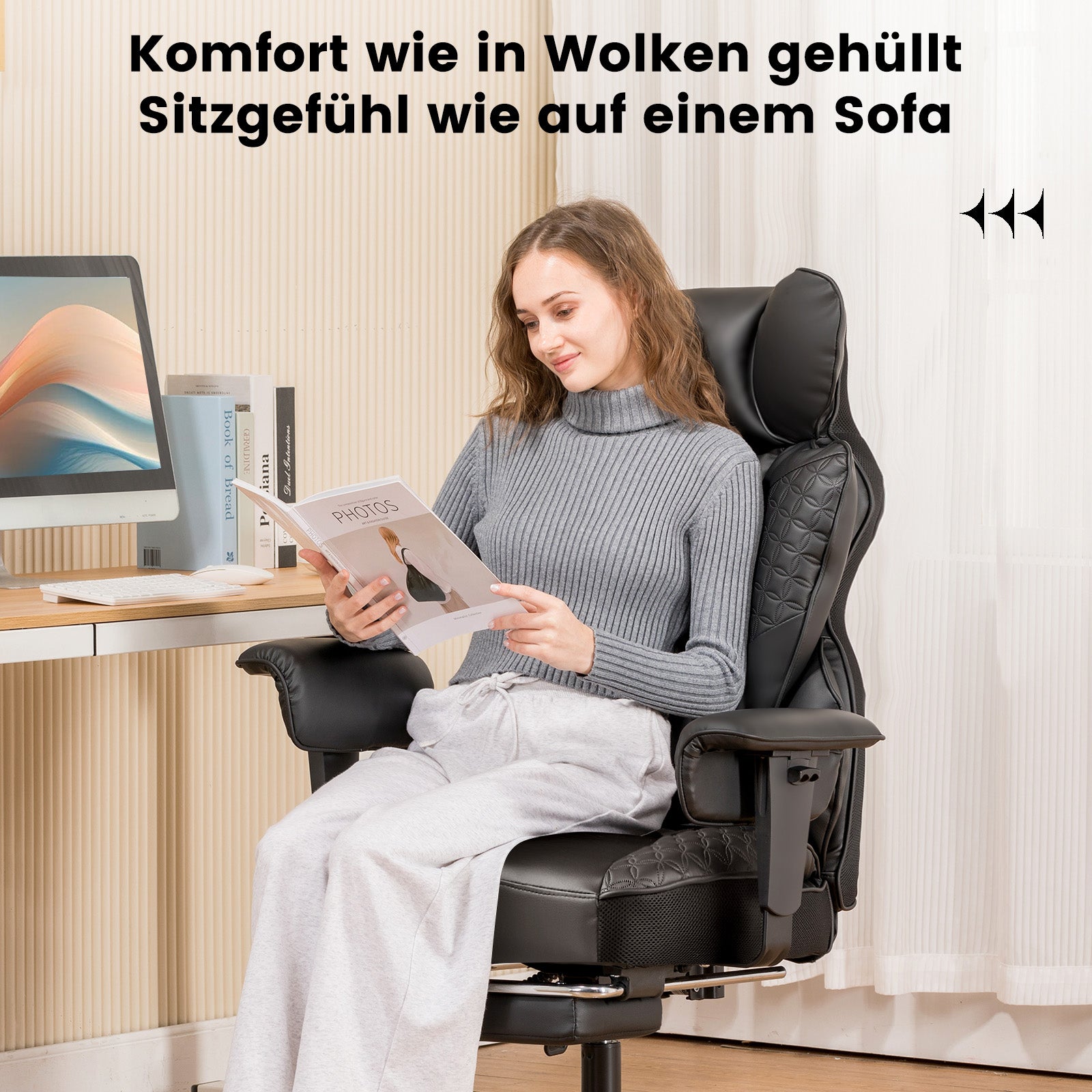 COMHOMA Big and Tall Office Chair 400LBS Wide Ergonomic Gaming Chair with adjustable armrest CH510