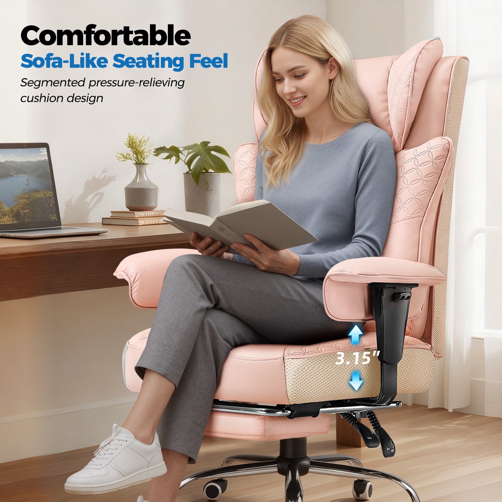 COMHOMA Big Headrest 400LBS Big and Tall Office Chair CH610