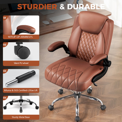 COMHOMA Big and Tall Office Chair, 400LBS Wide Seat Ergonomic Chair, High Back Executive Leather Chair CH227