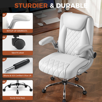 COMHOMA Big and Tall Office Chair, 400LBS Wide Seat Ergonomic Chair, High Back Executive Leather Chair CH227