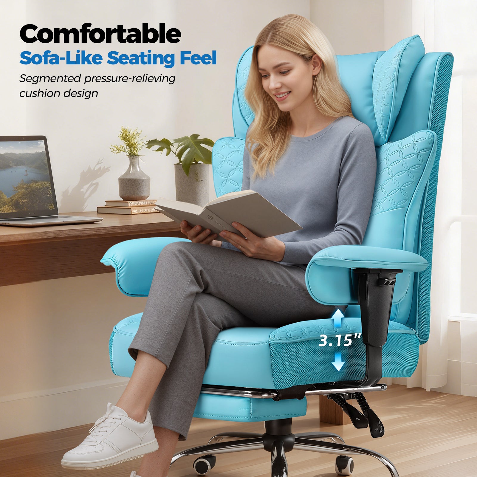 COMHOMA Big Headrest 400LBS Big and Tall Office Chair CH610