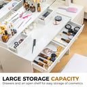 COMHOMA Makeup Vanity Table and Chair Set with 5 Drawers and Charging Station, Mirror and Lights Included B200