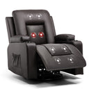 COMHOMA PU Massage Recliner with Swivel, Heat & Cup Holders H7134
