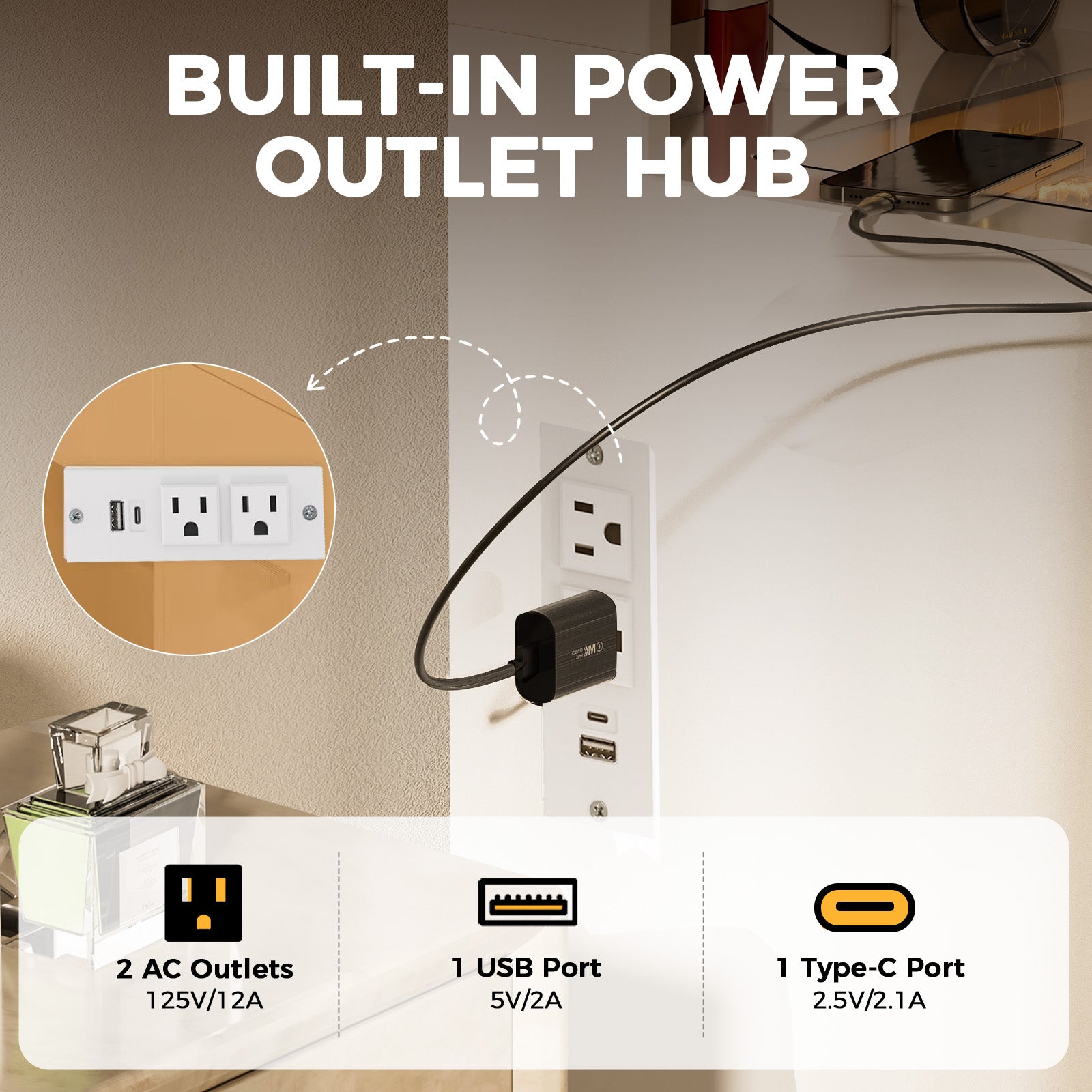 COMHOMA Vanity Desk with Transparent Tabletop and 3-Color LED Lights B2001