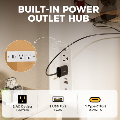 COMHOMA Vanity Desk with Transparent Tabletop and 3-Color LED Lights B2001