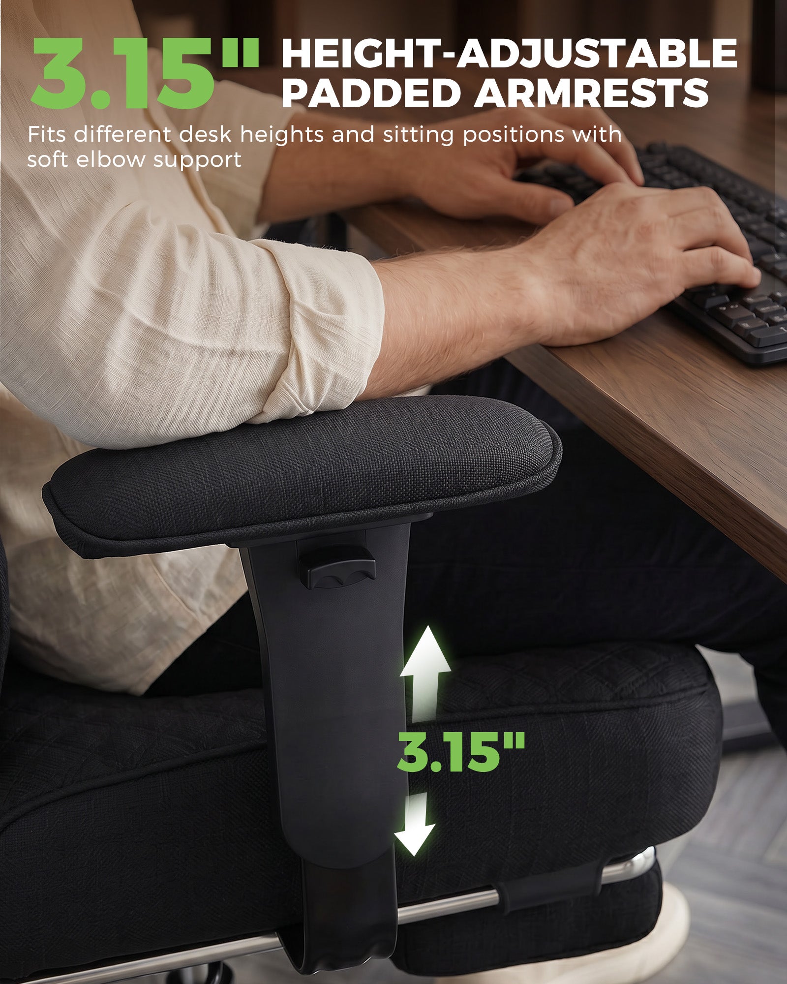 COMHOMA Big and Tall Office Chair 400lbs, 90°-150° Recline CH810