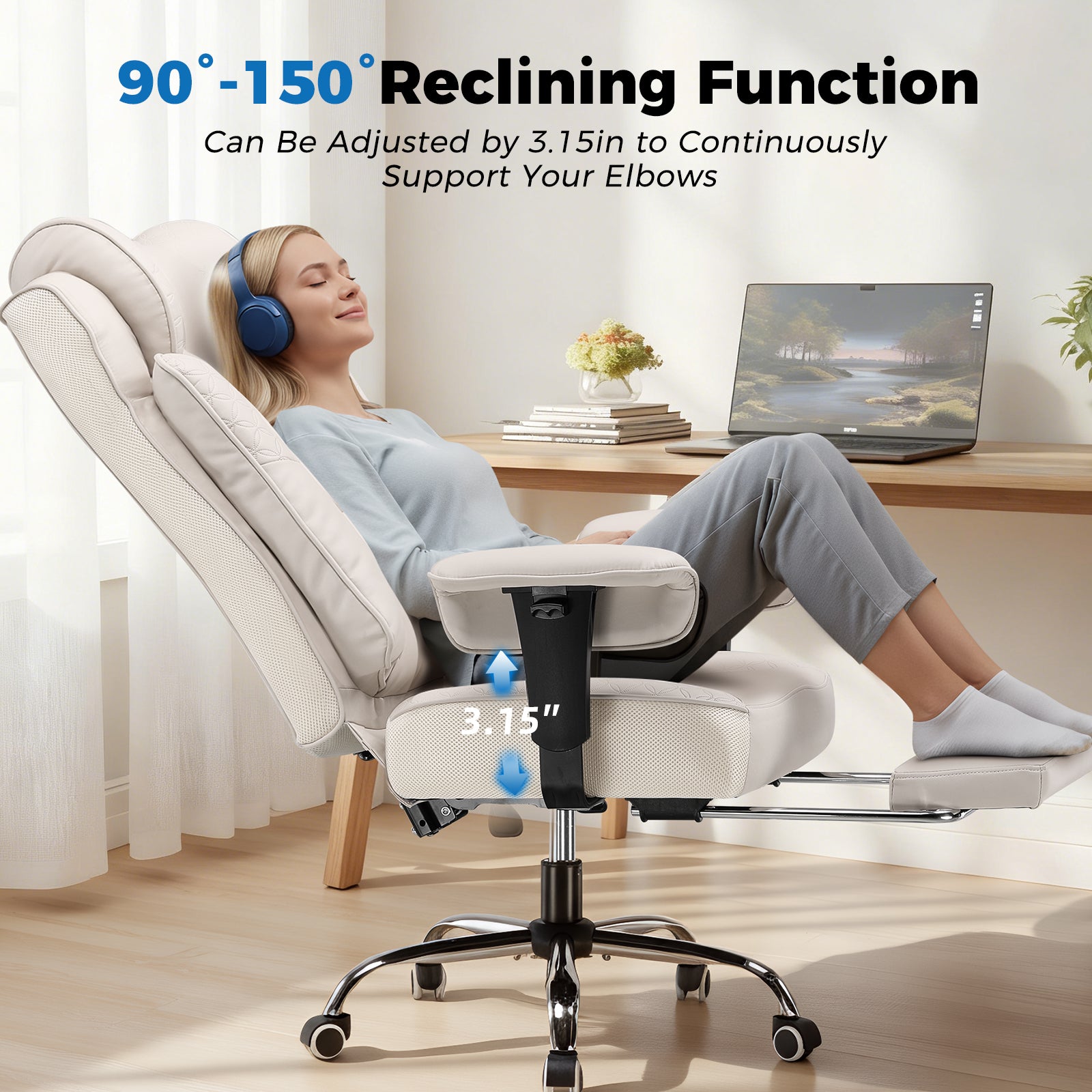 COMHOMA Big Headrest 400LBS Big and Tall Office Chair CH610