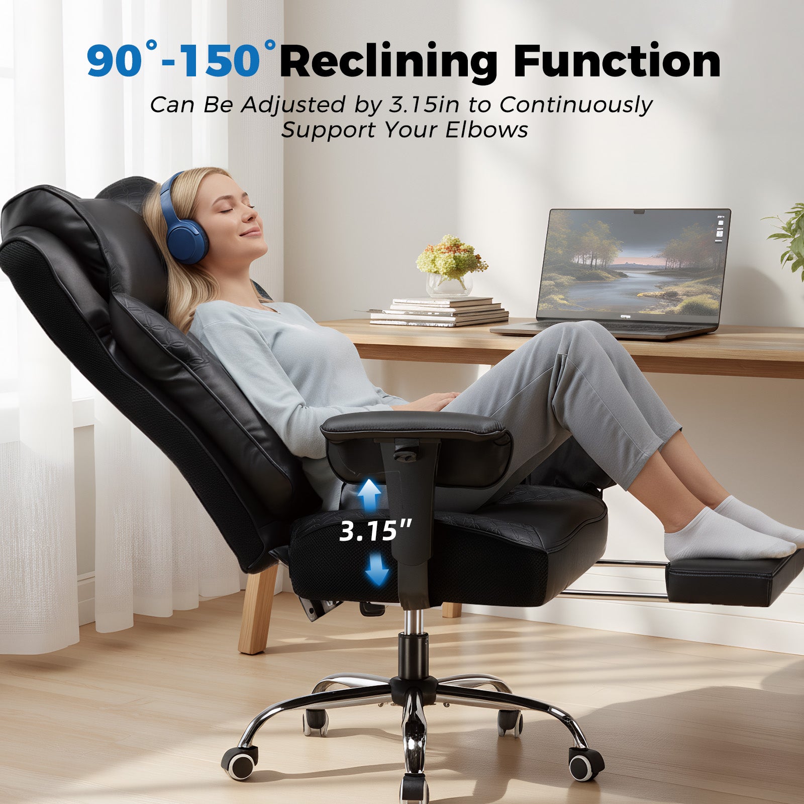 COMHOMA® Big Headrest 400LBS Big and Tall Office Chair CH610