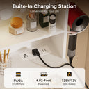 COMHOMA Vanity Desk with Large Storage, RGB LED Lights and Power Outlet B1004