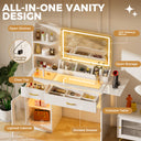 COMHOMA Vanity Desk with Transparent Tabletop and 3-Color LED Lights B2001