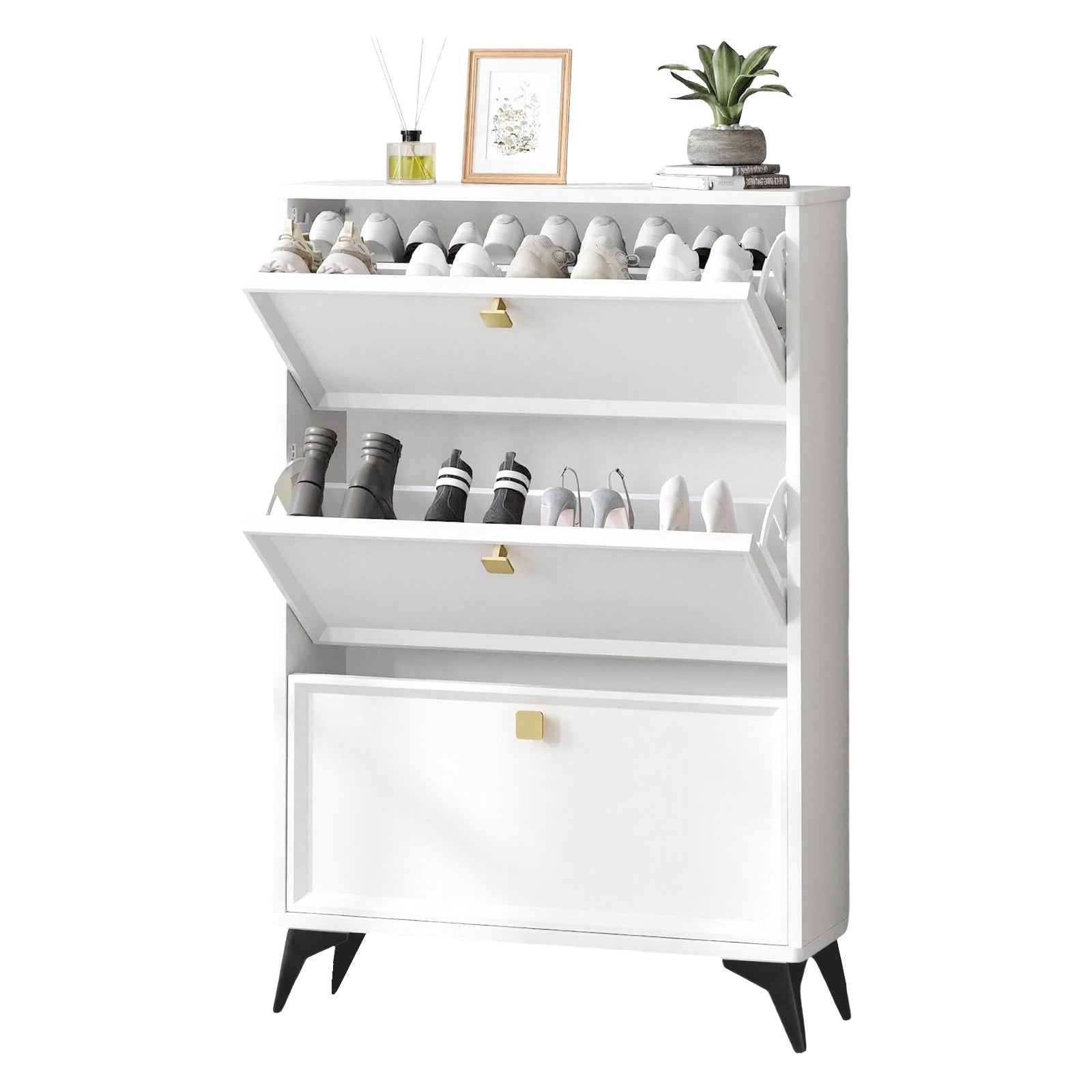 COMHOMA Shoe Storage Cabinet with 3  Flip Drawers