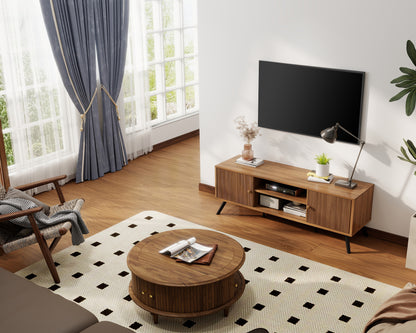 COMHOMA TV Stand, Mid Century Modern Entertainment Center for 55/60/65 Inch TVs