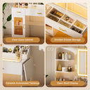 COMHOMA Vanity Desk with Transparent Tabletop and 3-Color LED Lights B2001