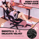 COMHOMA Pink Cute Office Gaming Chair with Cat Ears, Velvet Fabric 350LBS GTP610