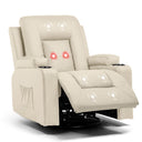 COMHOMA PU Massage Recliner with Swivel, Heat & Cup Holders H7134