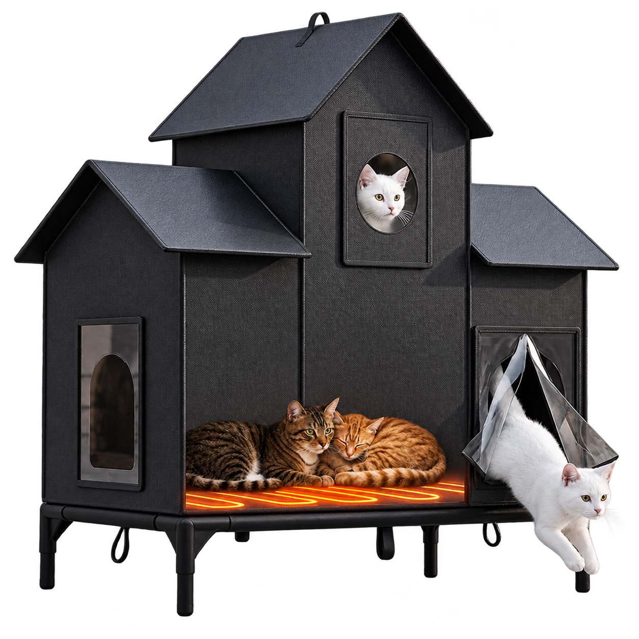 LUCKLIFE® Extra Large Heated Cat House for Outside, 100% Weatherproof ...