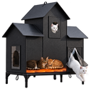 LUCKLIFE® Extra Large Heated Cat House for Outside, 100% Weatherproof, 27.9"W x 16.5"D x 32.7"H, PET07