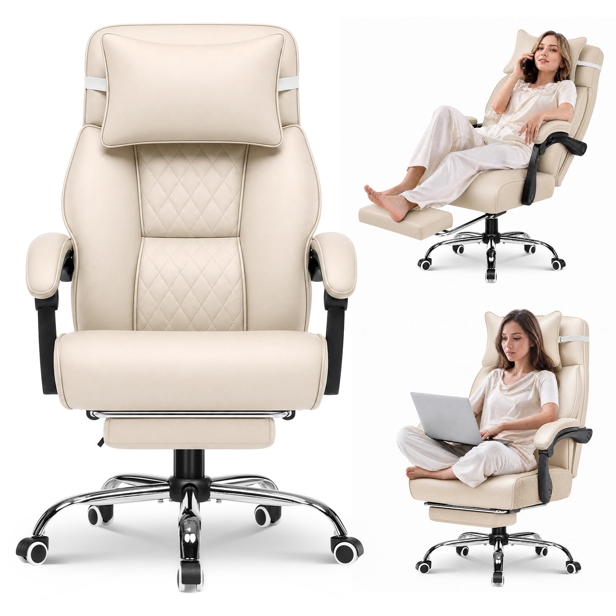 Cloudrest Pro® Big & Tall Office Chair with Pillow, Footrest & Linkage Armrests 350LBS CH630-SP