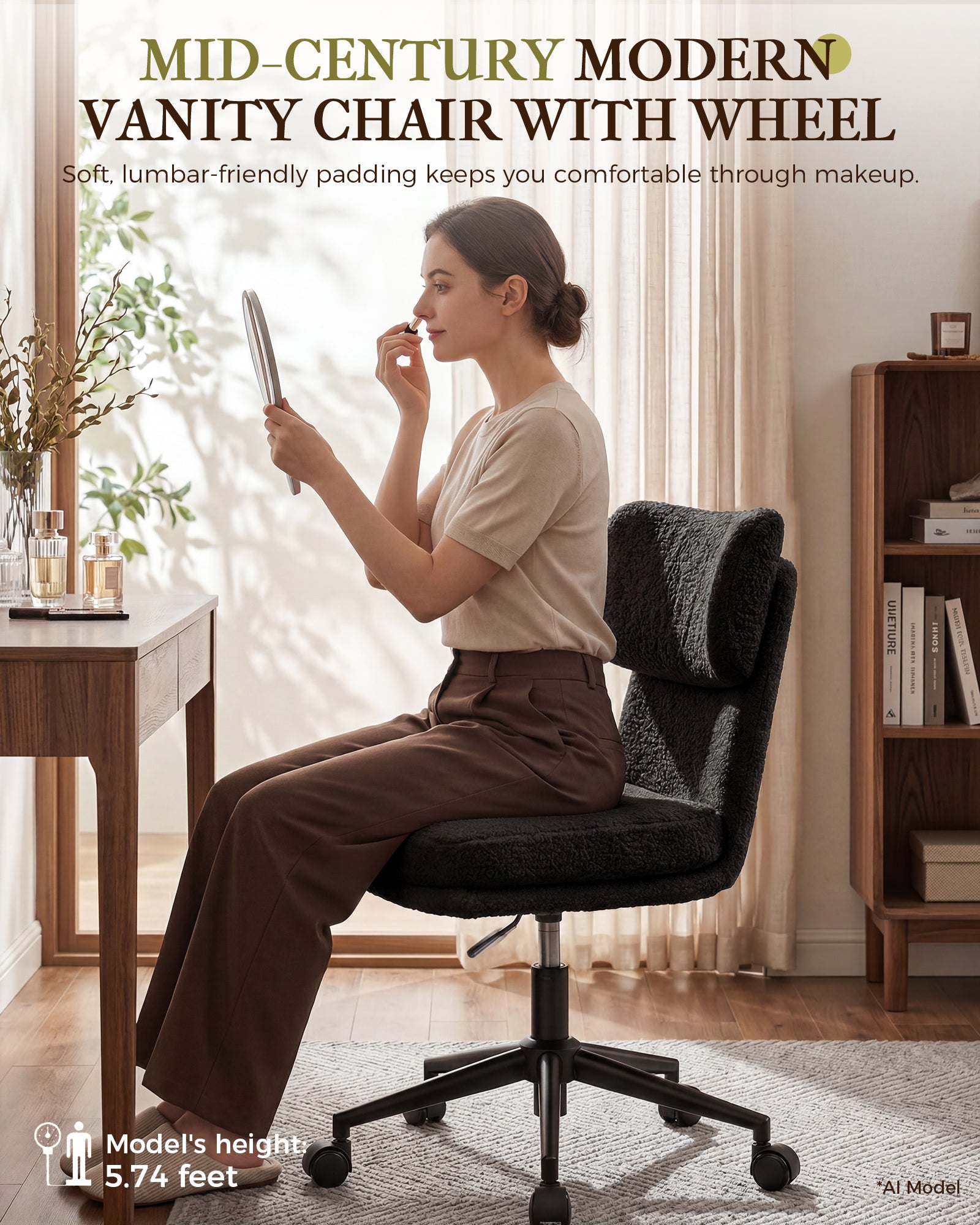 Mid Century Modern Office/Vanity/Dinning Chair CH400-Lucklife