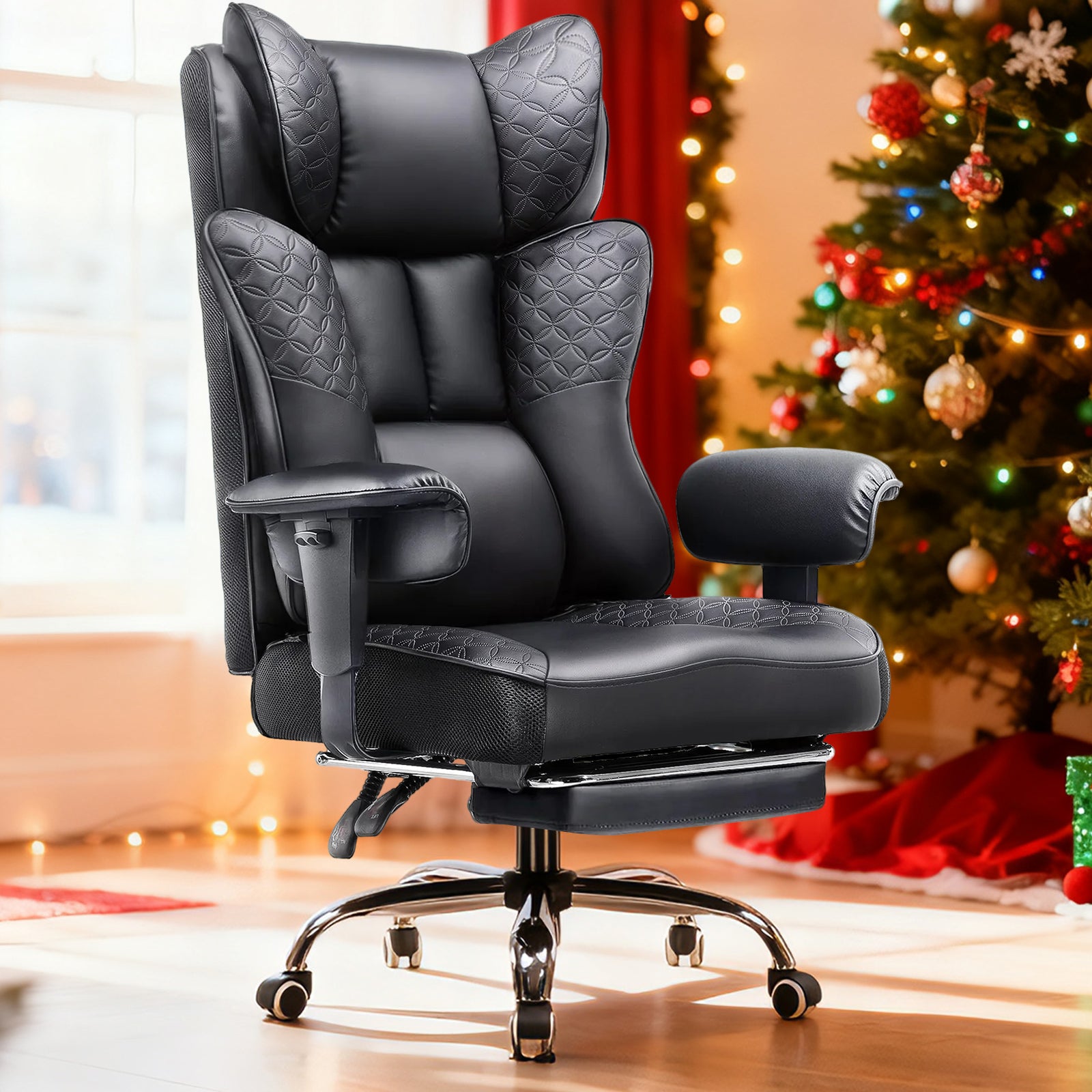 COMHOMA Upgraded Big and Tall Office Chair 400LBS with Pillow, Adjustable Armrest CH510