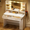 COMHOMA Vanity Desk with Large Storage, RGB LED Lights and Power Outlet B1004