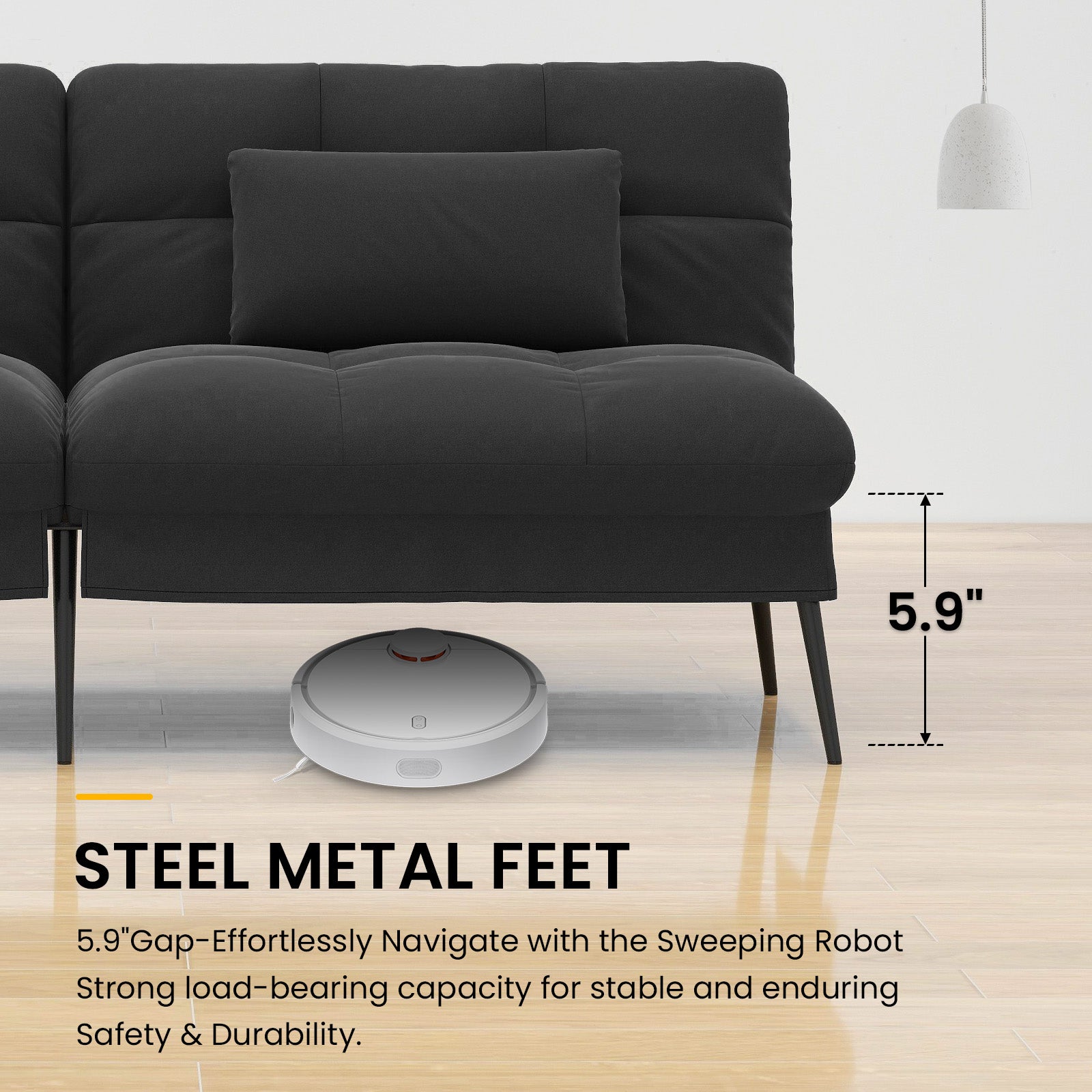 COMHOMA Convertible Futon Sofa Bed with Adjustable Backrest B001