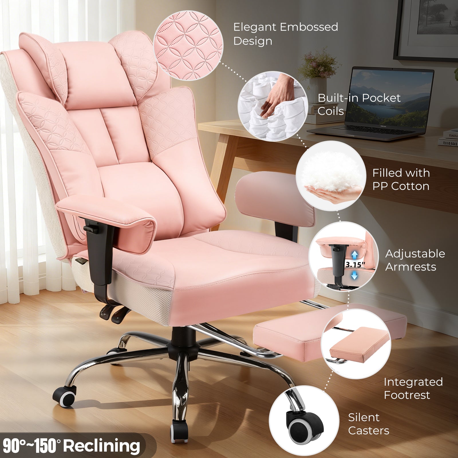 COMHOMA Big Headrest 400LBS Big and Tall Office Chair CH610