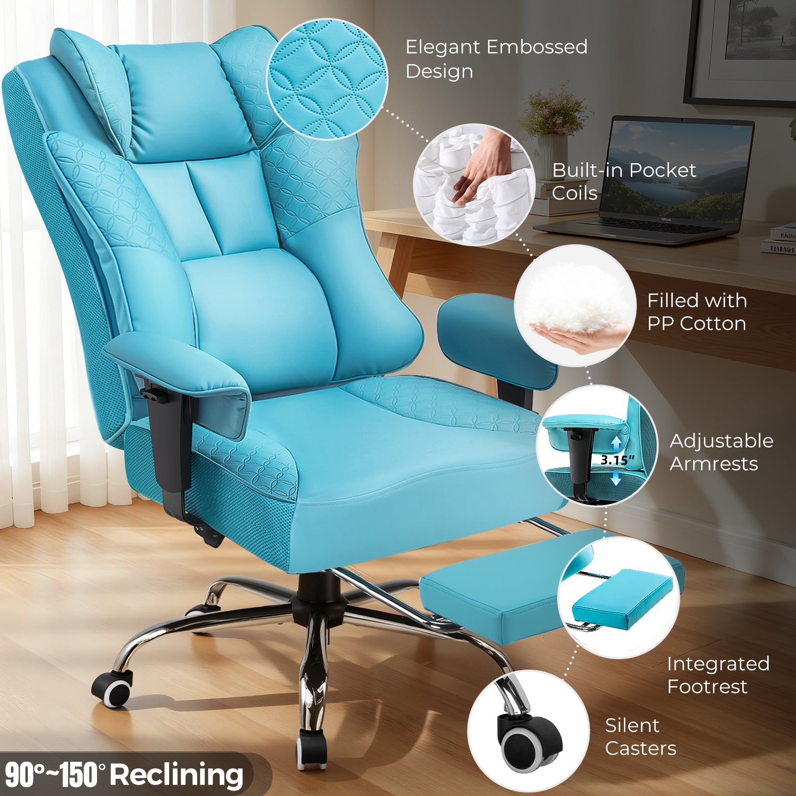 COMHOMA Big Headrest 400LBS Big and Tall Office Chair CH610