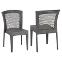 FARLEY Stacking Sidechair Set of 2 with Open Backrests in Grey Rattan