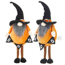 Set of 2, 6.3x4.3x16' Fabric Standing Orange Gnome W/Black Gnome & Holding Banner, for Halloween Decor