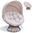 COMHOMA® Outdoor Rocking Papasan Chair, Oversized Wicker Patio Rocker OT-CH03