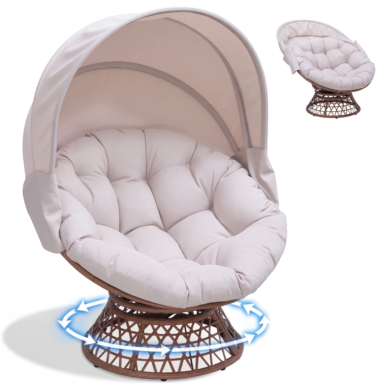 COMHOMA® Outdoor Rocking Papasan Chair, Oversized Wicker Patio Rocker OT-CH03