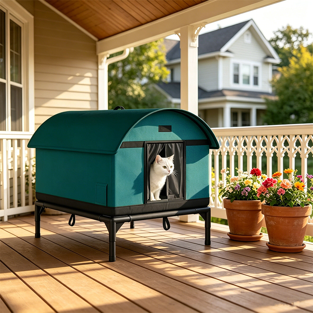 LUCKLIFE® Heated Outdoor Cat House, Weatherproof Shelter with Heating Pad, Winter Use PET06