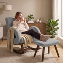COMHOMA Teddy Fabric Rocking Chair Nursery with Ottoman & Lumber Pillow H007