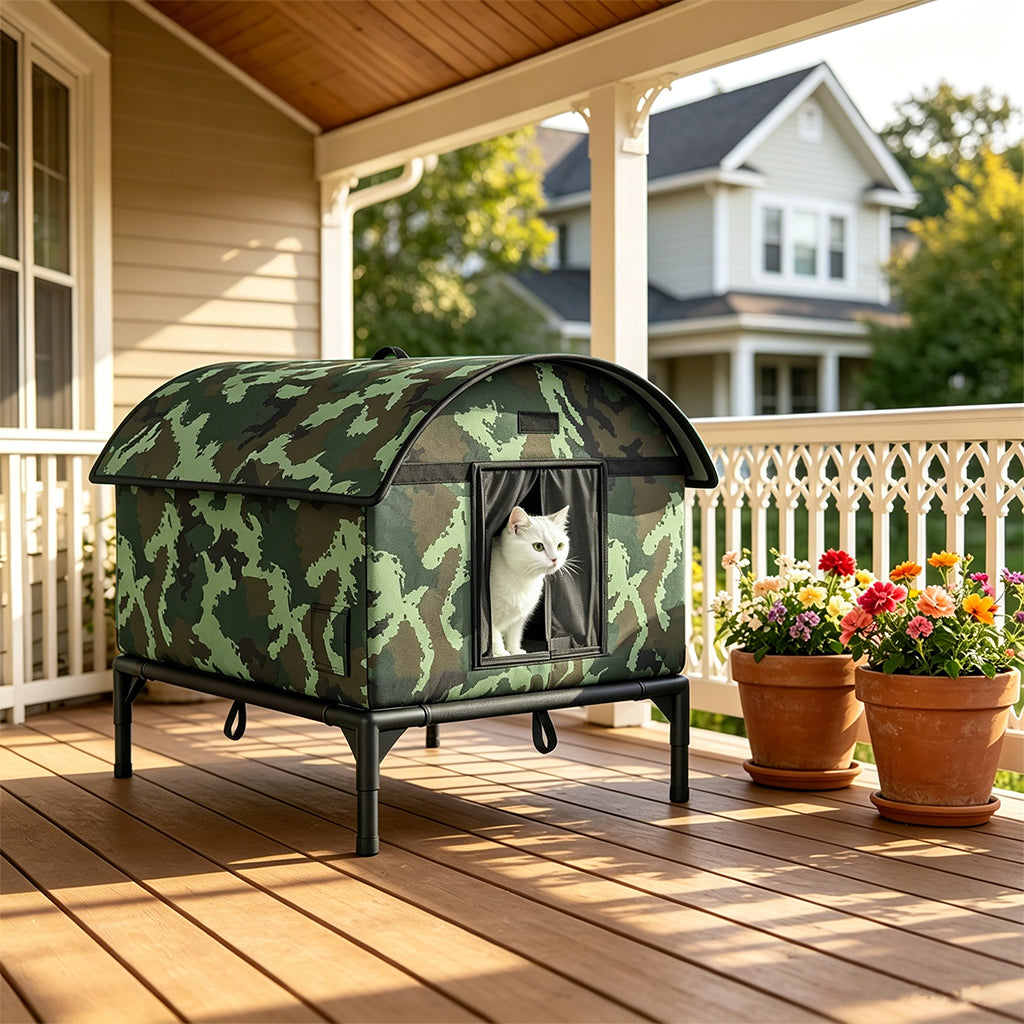LUCKLIFE® Heated Outdoor Cat House, Weatherproof Shelter with Heating Pad, Winter Use PET06