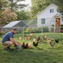 COMHOMA Large Metal Chicken Coop with Waterproof Roof & Lockable Door OT-GD06